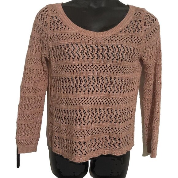 a.n.a. A New Approach Pink Medium Loose Open Knit Sweater Beach Fall Vacation - Picture 14 of 14